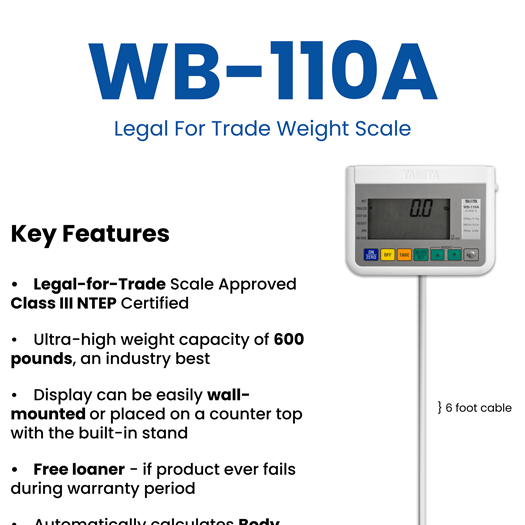 Tanita WB-110A Legal for Trade Scale - 600LB Capacity